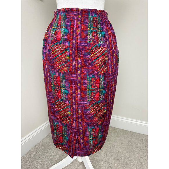 Anne Crimmins For Umi Collections Vtg Silk Multicolor Abstract Print Skirt 10 - Picture 8 of 11